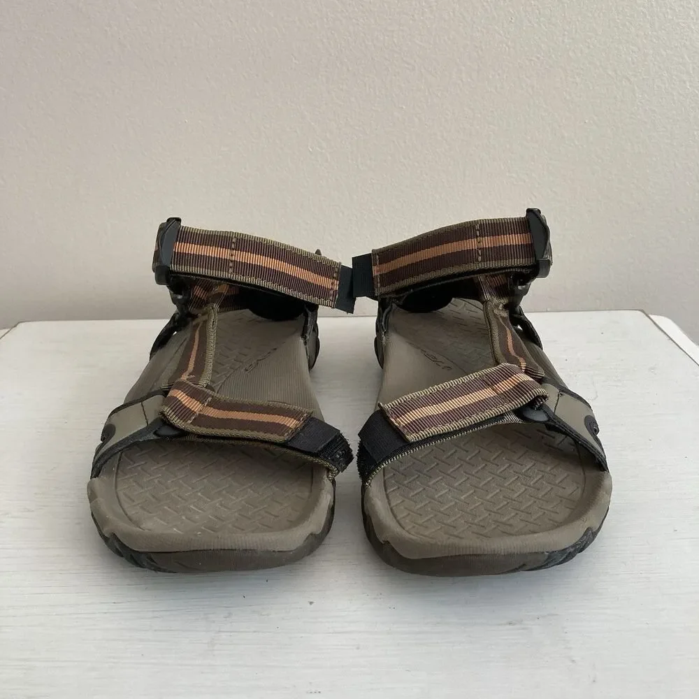 TEVA Mens Volterra Hiking Sports Sandals Brown Orange Striped Comfort Size 7